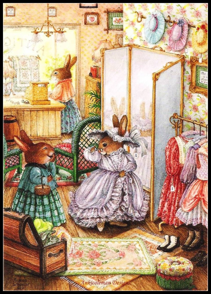 Bunny Family 13 - Counted Cross Stitch Patterns Embroidery Crafts Needlework DIY Chart DMC Color