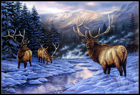 Deer Elk Moose 18 - Counted Cross Stitch Patterns Embroidery Crafts Needlework DIY Chart DMC Color