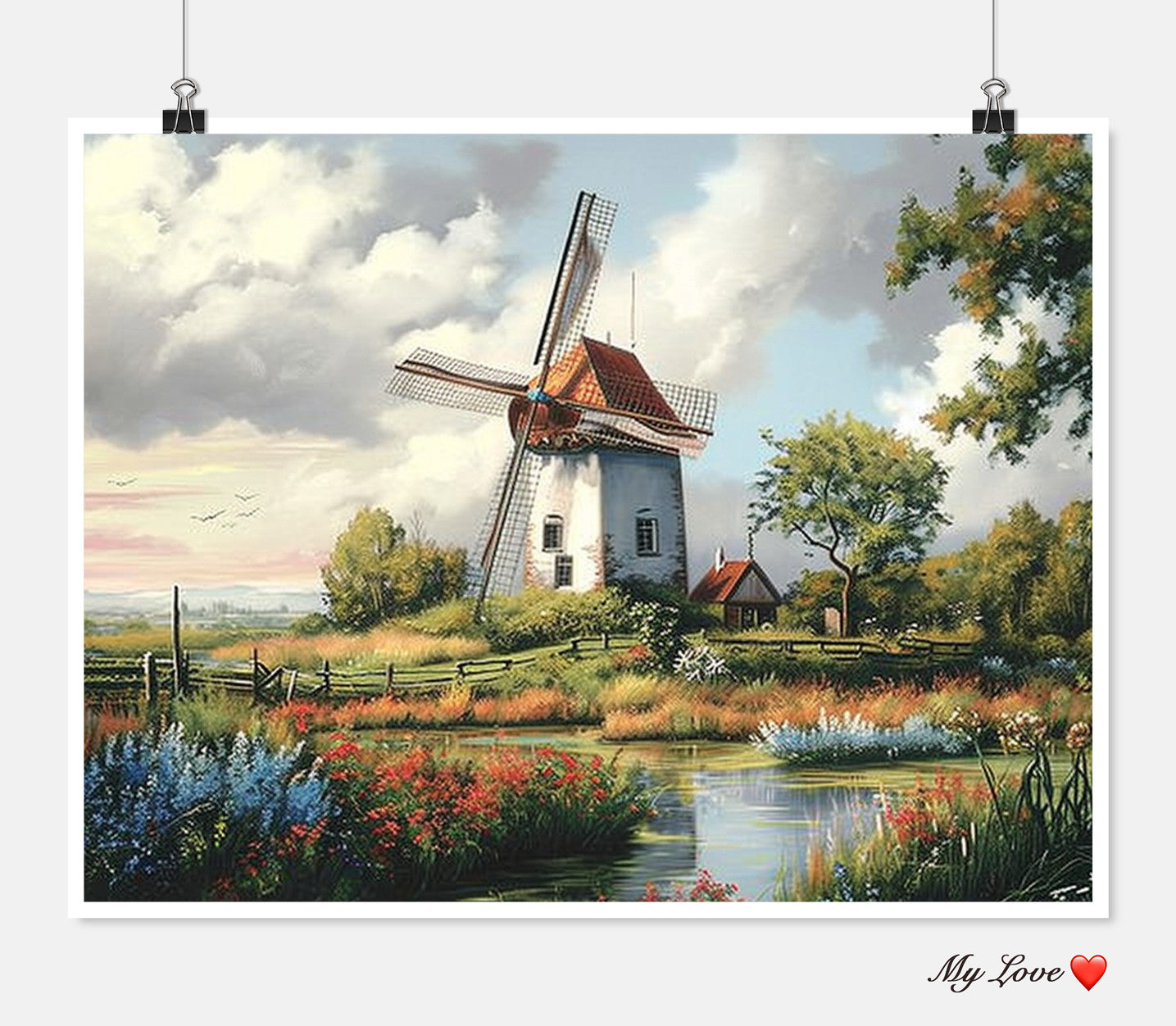 Dutch Windmill 2 - Counted Cross Stitch Patterns Embroidery Crafts Needlework DIY Chart DMC Color