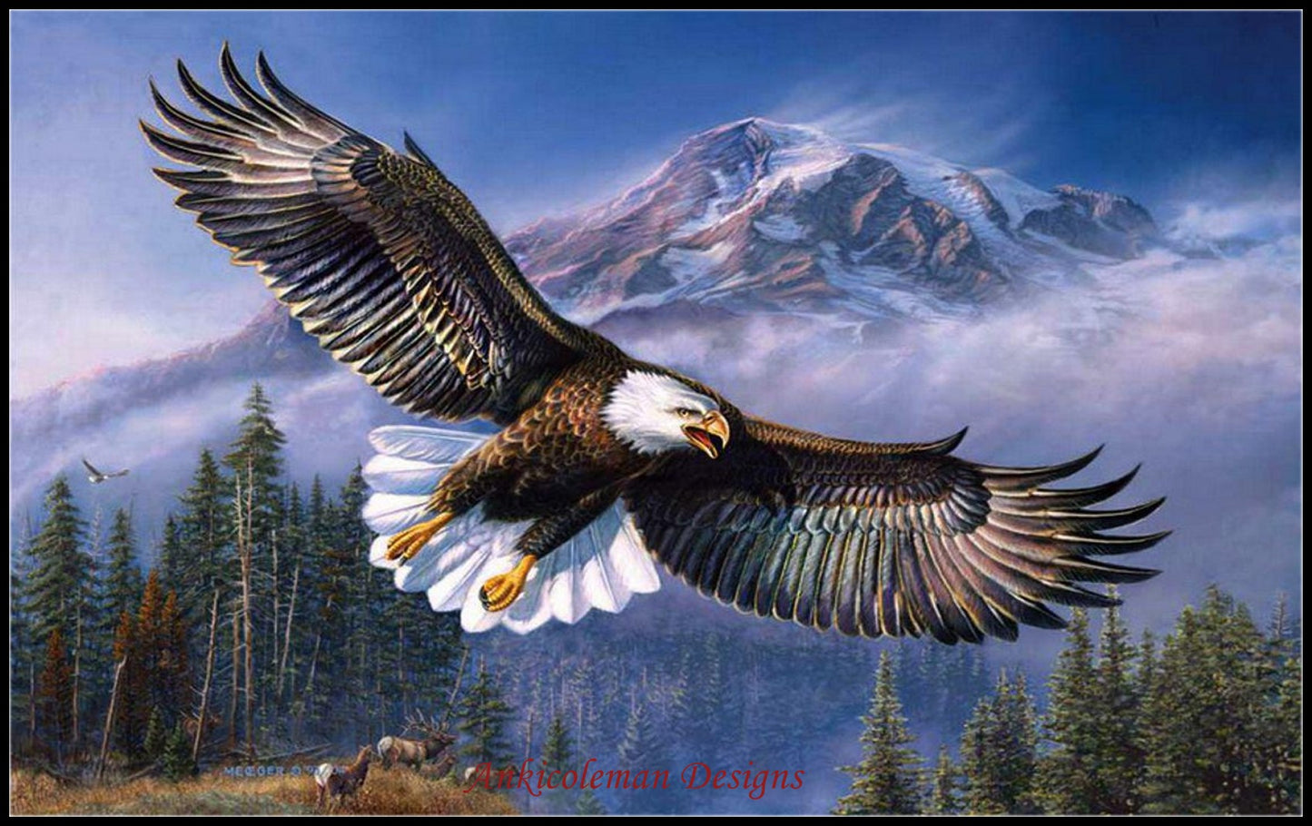 Eagle in Flight - Counted Cross Stitch Patterns Embroidery Crafts Needlework DIY Chart DMC Color