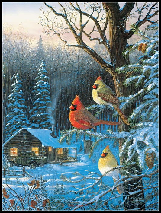 Cardinal Couple 10 - Counted Cross Stitch Patterns Embroidery Crafts Needlework DIY Chart DMC Color