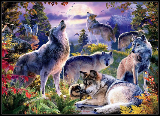 Wolf Pack - Counted Cross Stitch Patterns Embroidery Crafts Needlework DIY Chart DMC Color