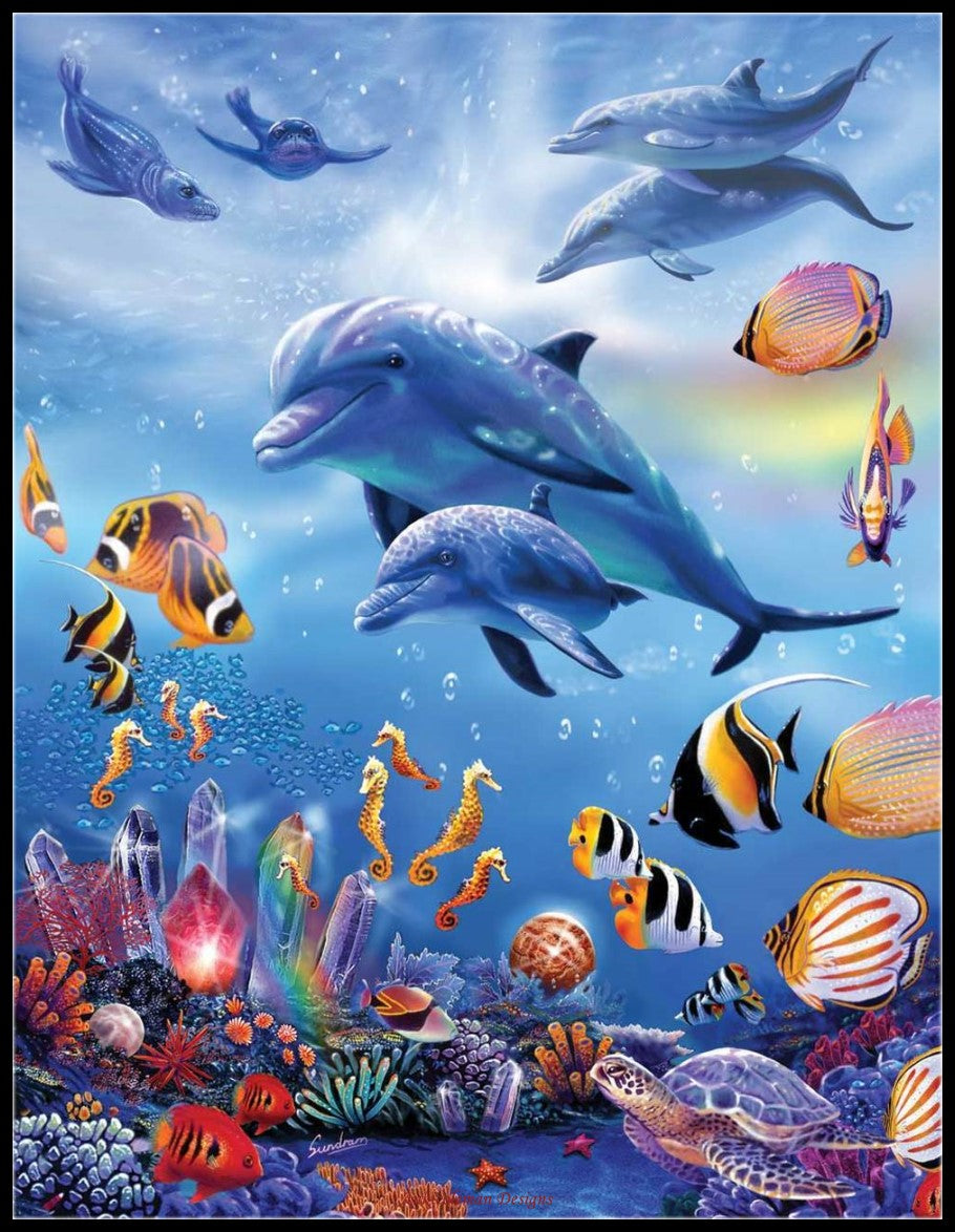 Family of Dolphins 2 - Counted Cross Stitch Patterns Embroidery Crafts Needlework DIY Chart DMC Color