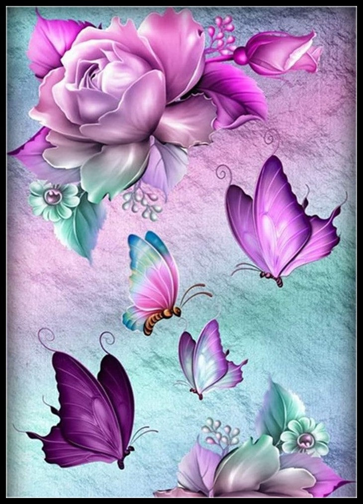 Butterfly Flowers 21 - Counted Cross Stitch Patterns Embroidery Crafts Needlework DIY Chart DMC Color