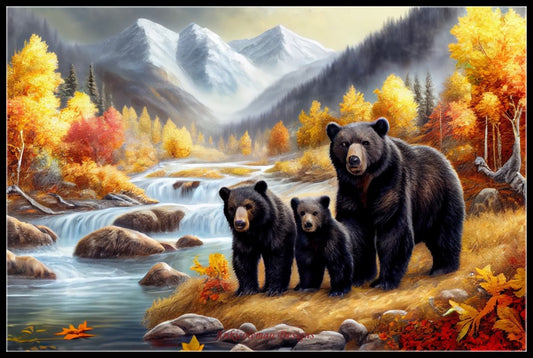 Autumn Bear Country - Counted Cross Stitch Patterns Embroidery Crafts Needlework DIY Chart DMC Color