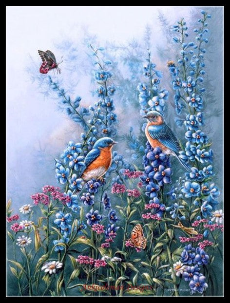 Birds and Flowers 8 - Counted Cross Stitch Patterns Embroidery Crafts Needlework DIY Chart DMC Color