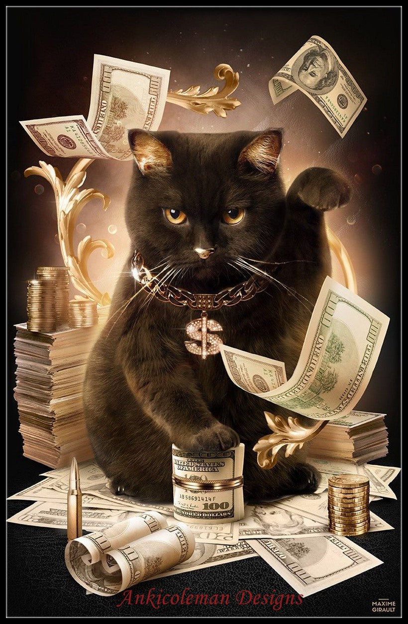 Fortune Cash Cat - Counted Cross Stitch Patterns Embroidery Crafts Needlework DIY Chart DMC Color