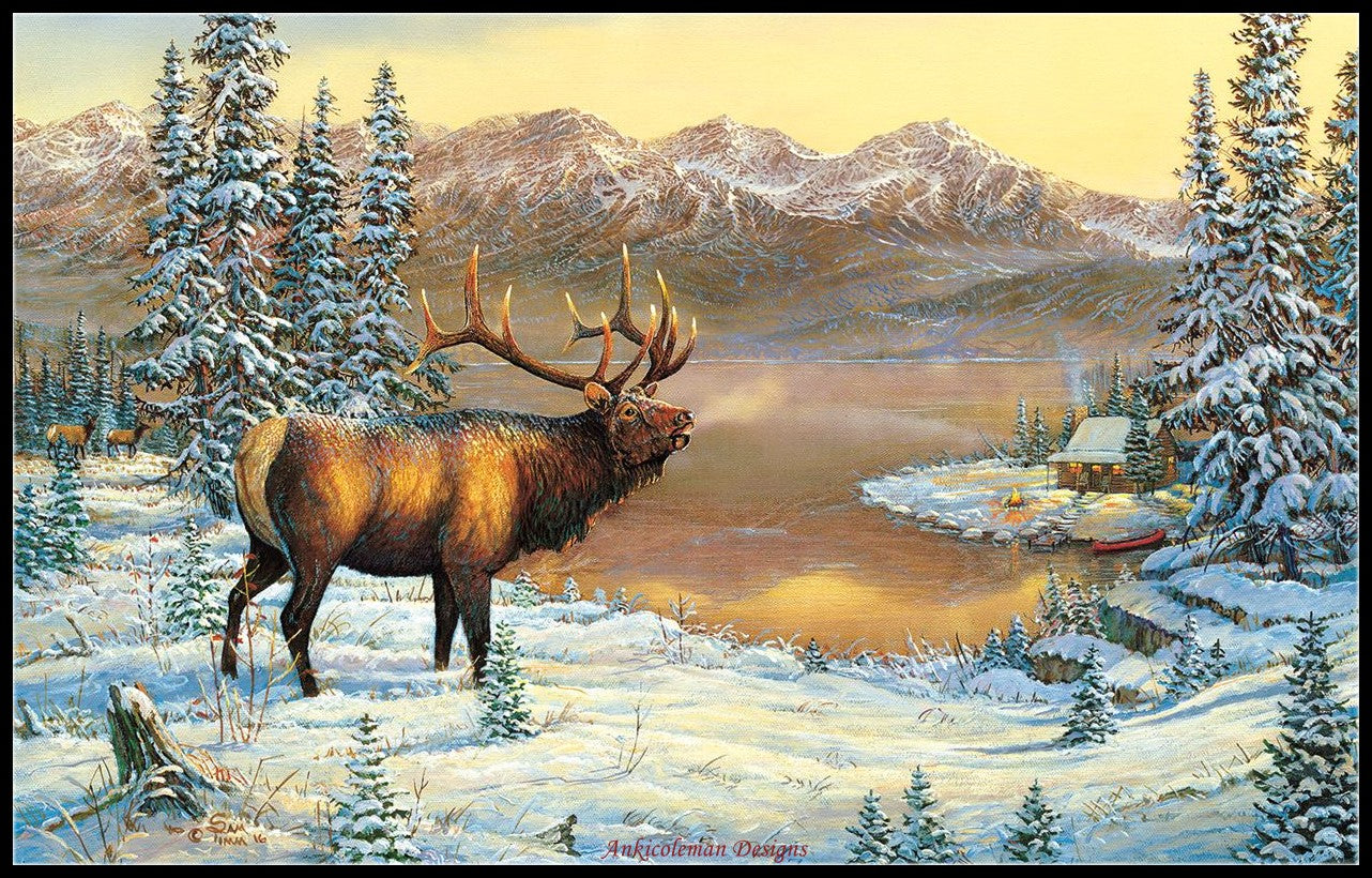 Deer Elk Moose 7 - Counted Cross Stitch Patterns Embroidery Crafts Needlework DIY Chart DMC Color