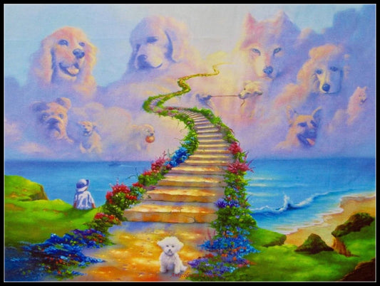 All Dogs go to Heaven - Counted Cross Stitch Patterns Embroidery Crafts Needlework DIY Chart DMC Color