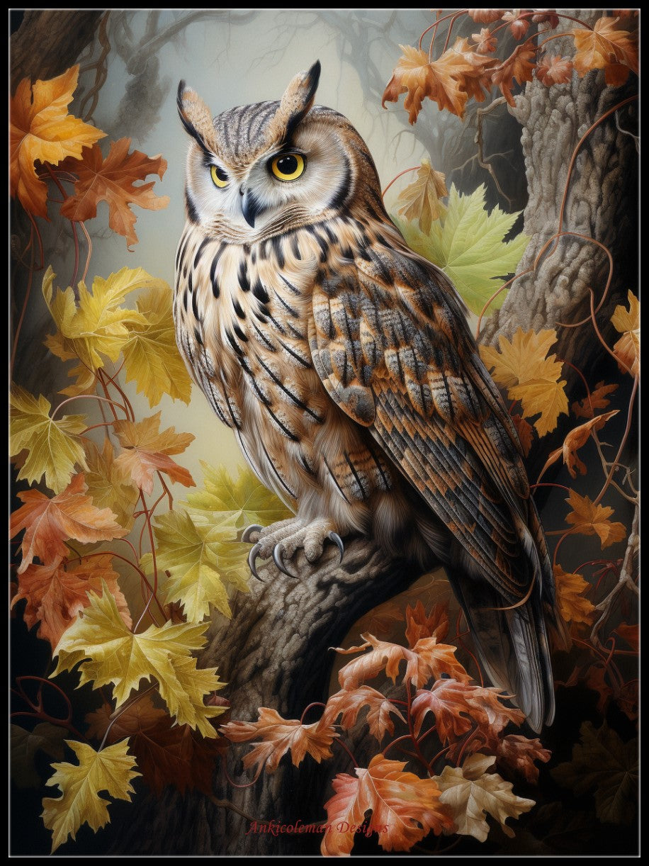 Screech Owl 2 - Counted Cross Stitch Patterns Embroidery Crafts Needlework DIY Chart DMC Color