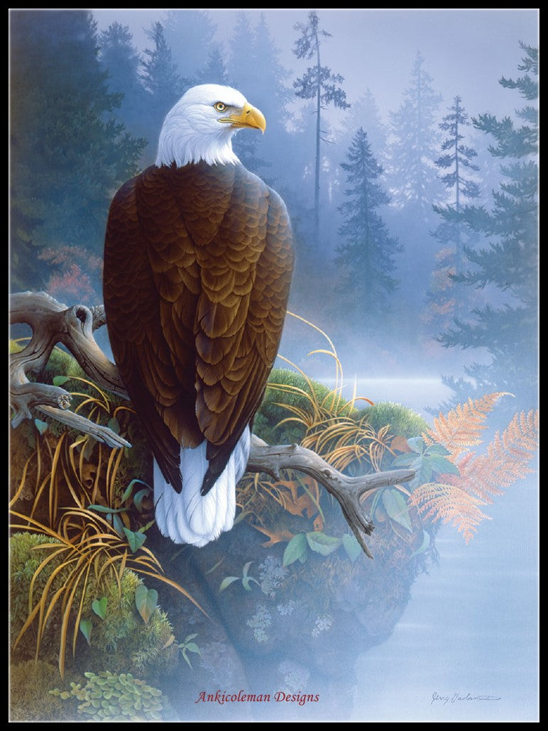 Eagle in the Mist - Counted Cross Stitch Patterns Embroidery Crafts Needlework DIY Chart DMC Color