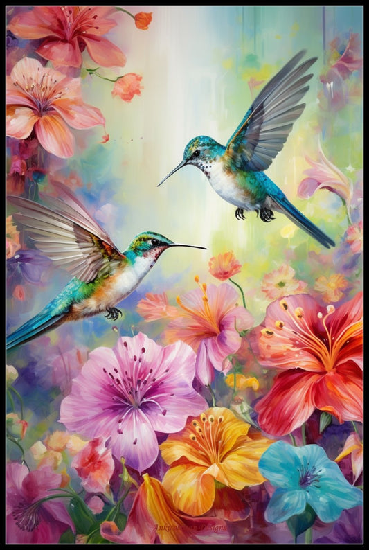 Fluttering Hummingbirds 2 - Counted Cross Stitch Patterns Embroidery Crafts Needlework DIY Chart DMC Color