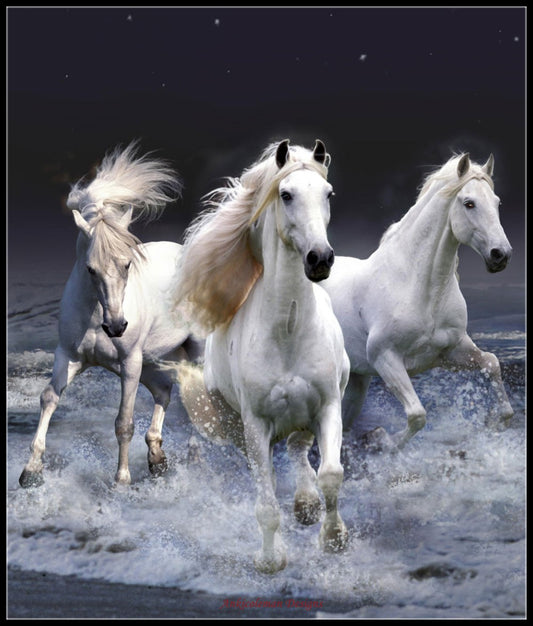 Horses Running  - Counted Cross Stitch Patterns Embroidery Crafts Needlework DIY Chart DMC Color