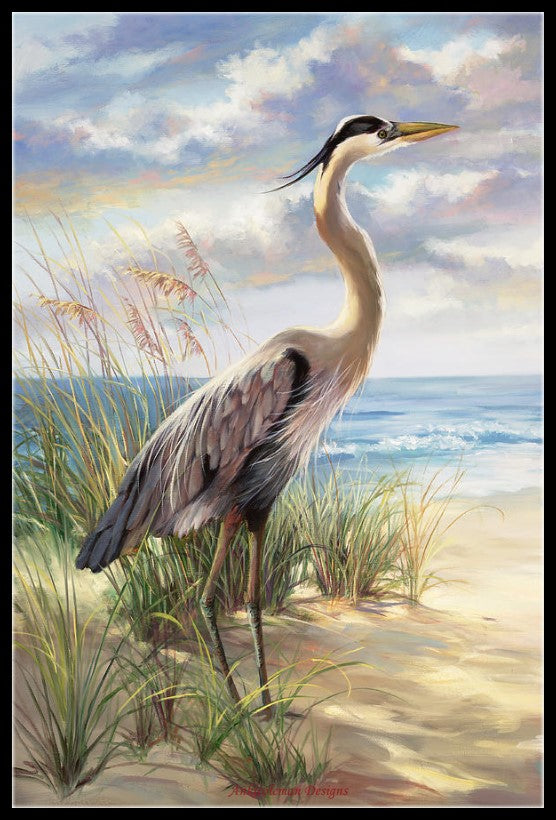 Blue Heron Deux - Counted Cross Stitch Patterns Embroidery Crafts Needlework DIY Chart DMC Color