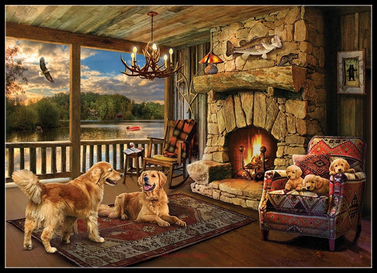 Lakeside Cabin - Counted Cross Stitch Patterns Embroidery Crafts Needlework DIY Chart DMC Color