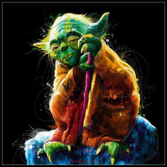 Colorful Yoda - Counted Cross Stitch Patterns Embroidery Crafts Needlework DIY Chart DMC Color