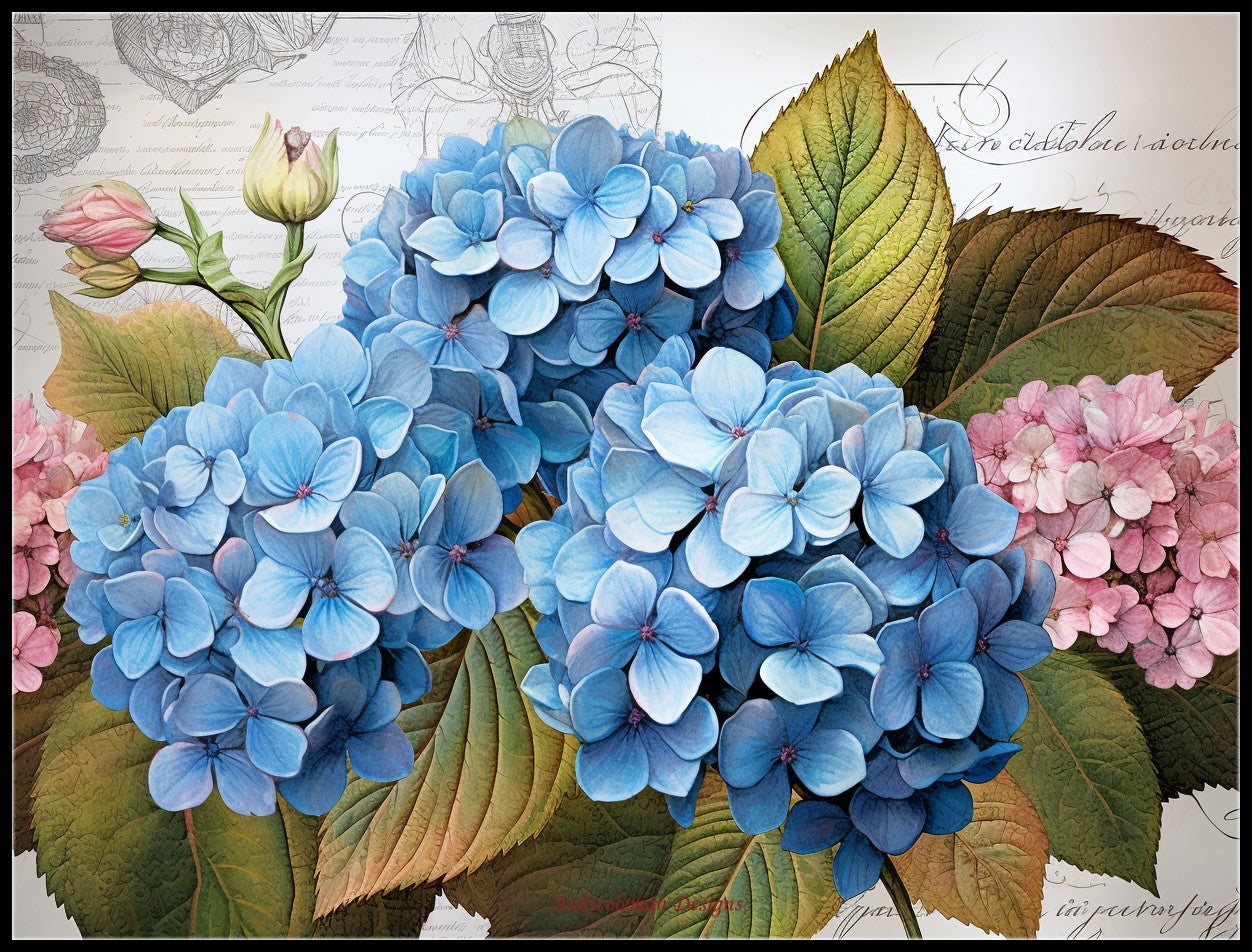 Botanical Hydrangea - Counted Cross Stitch Patterns Embroidery Crafts Needlework DIY Chart DMC Color