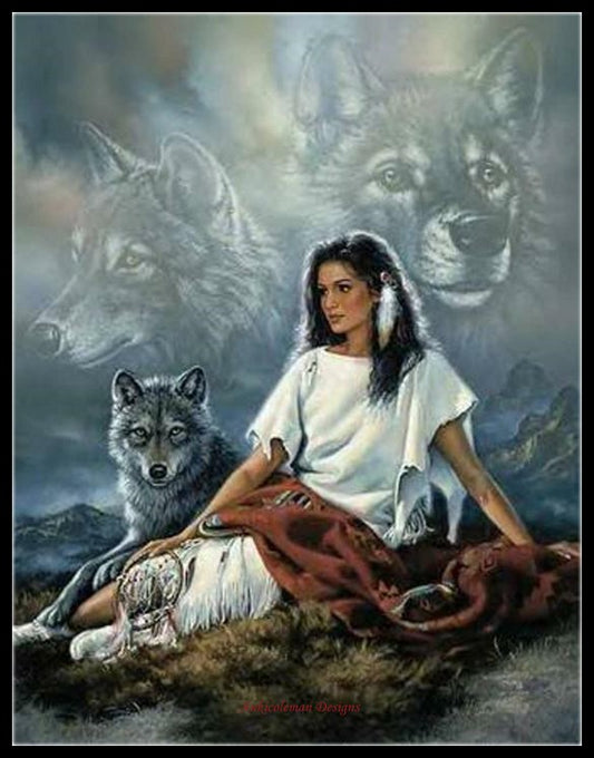 Wolf Spirit - Counted Cross Stitch Patterns Embroidery Crafts Needlework DIY Chart DMC Color