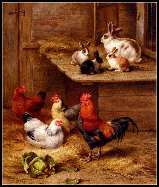 Farmyard Chickens 1-5 - Counted Cross Stitch Patterns Embroidery Crafts Needlework DIY Chart DMC Color