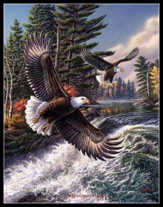 Watchful Hunters 2 - Counted Cross Stitch Patterns Embroidery Crafts Needlework DIY Chart DMC Color