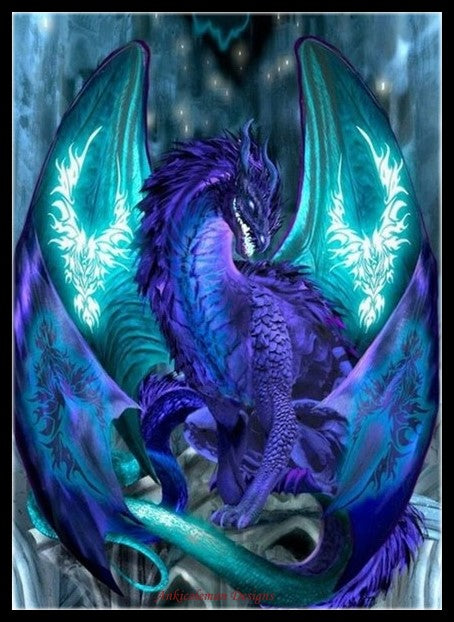 Blue Dragon - Counted Cross Stitch Patterns Embroidery Crafts Needlework DIY Chart DMC Color