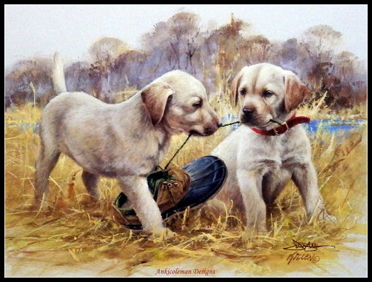 Dogs and Puppies 11 - Counted Cross Stitch Patterns Embroidery Crafts Needlework DIY Chart DMC Color