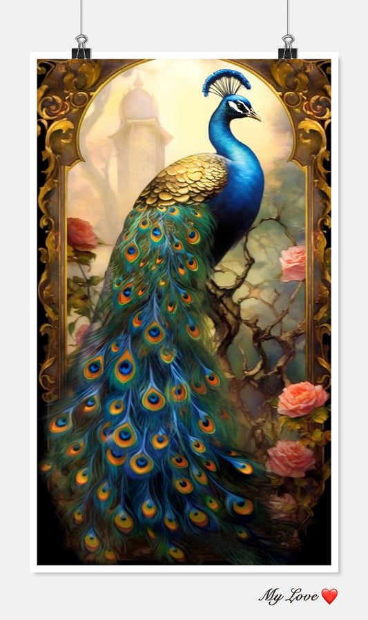 Victorian Peacock 2 - Counted Cross Stitch Patterns Embroidery Crafts Needlework DIY Chart DMC Color