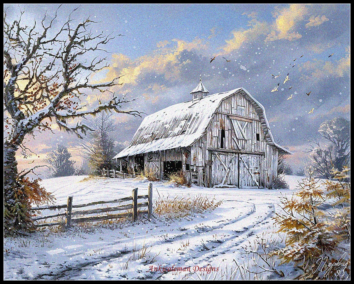 Winter Barn - Counted Cross Stitch Patterns Embroidery Crafts Needlework DIY Chart DMC Color