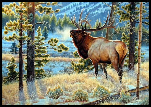 Deer Elk Moose 10 - Counted Cross Stitch Patterns Embroidery Crafts Needlework DIY Chart DMC Color