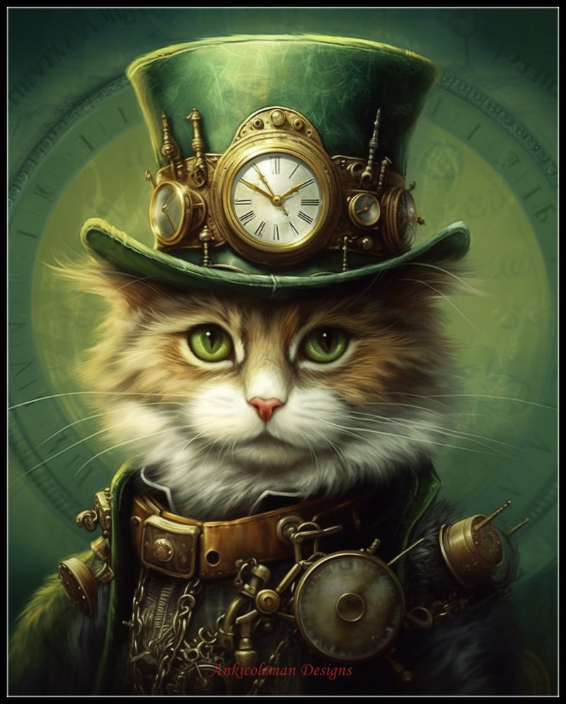 Steampunk Kitty 4 - Counted Cross Stitch Patterns Embroidery Crafts Needlework DIY Chart DMC Color
