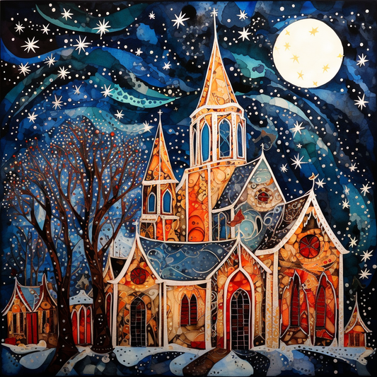 Christmas Church 2 - Counted Cross Stitch Patterns Embroidery Crafts Needlework DIY Chart DMC Color