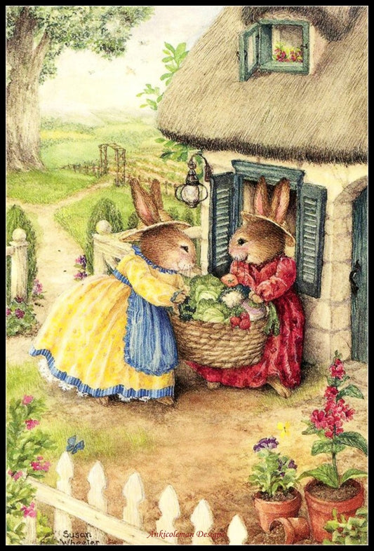 Bunny Family 21 - Counted Cross Stitch Patterns Embroidery Crafts Needlework DIY Chart DMC Color