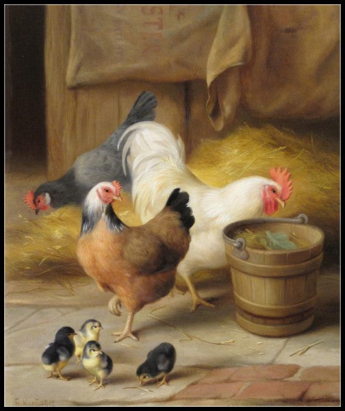 Farmyard Chickens 1-3 - Counted Cross Stitch Patterns Embroidery Crafts Needlework DIY Chart DMC Color