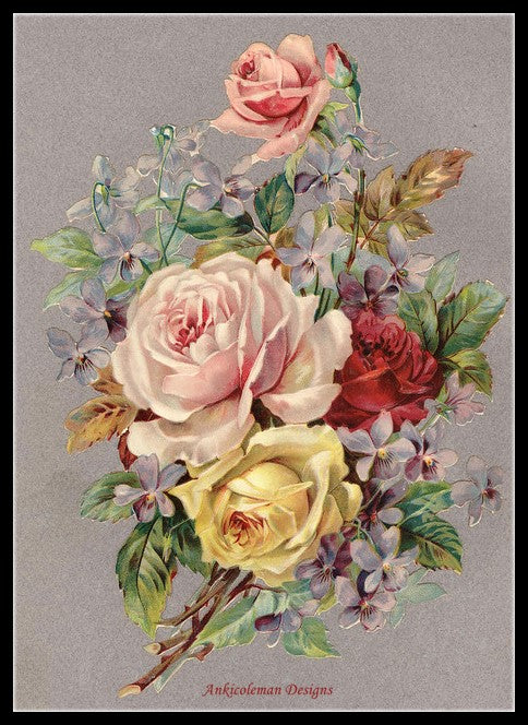 Vintage Flowers 4 - Counted Cross Stitch Patterns Embroidery Crafts Needlework DIY Chart DMC Color