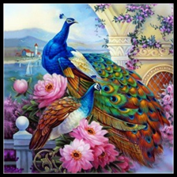 Beautiful Peacocks 4 - Counted Cross Stitch Patterns Embroidery Crafts Needlework DIY Chart DMC Color