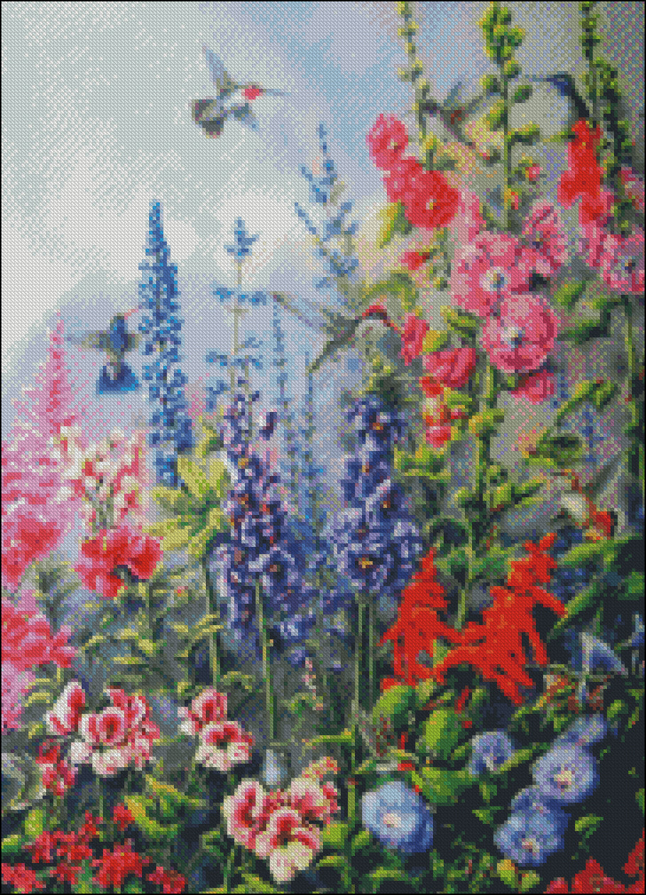 Birds and Flowers 7 - Counted Cross Stitch Patterns Embroidery Crafts Needlework DIY Chart DMC Color