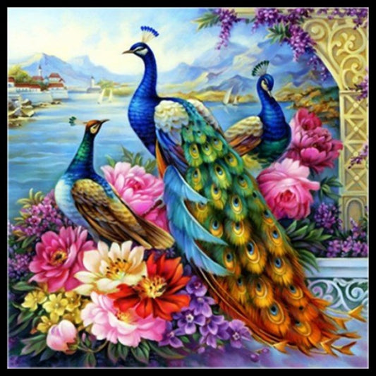 Beautiful Peacocks 5 - Counted Cross Stitch Patterns Embroidery Crafts Needlework DIY Chart DMC Color