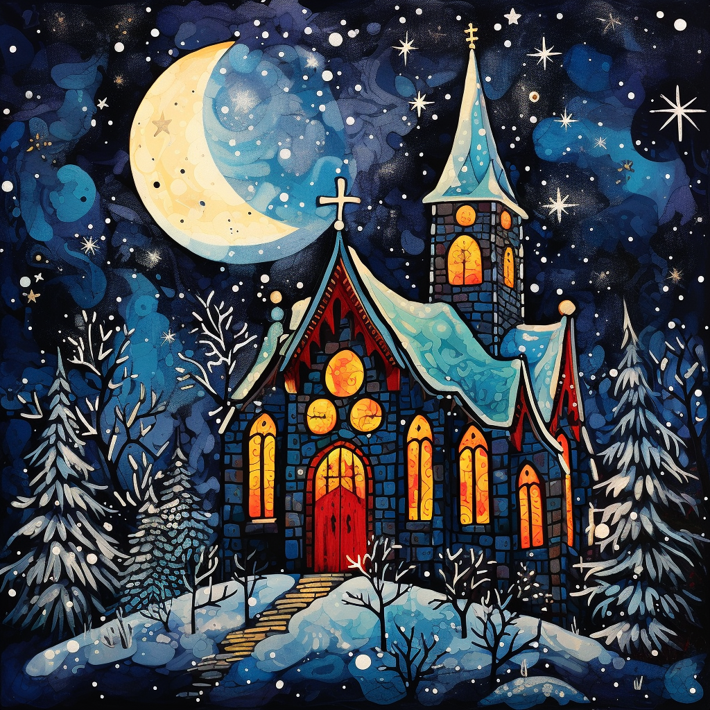 Christmas Church 7 - Counted Cross Stitch Patterns Embroidery Crafts Needlework DIY Chart DMC Color