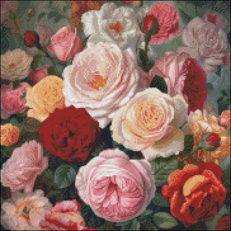 Roses from Garden 4 - Counted Cross Stitch Patterns Embroidery Crafts Needlework DIY Chart DMC Color