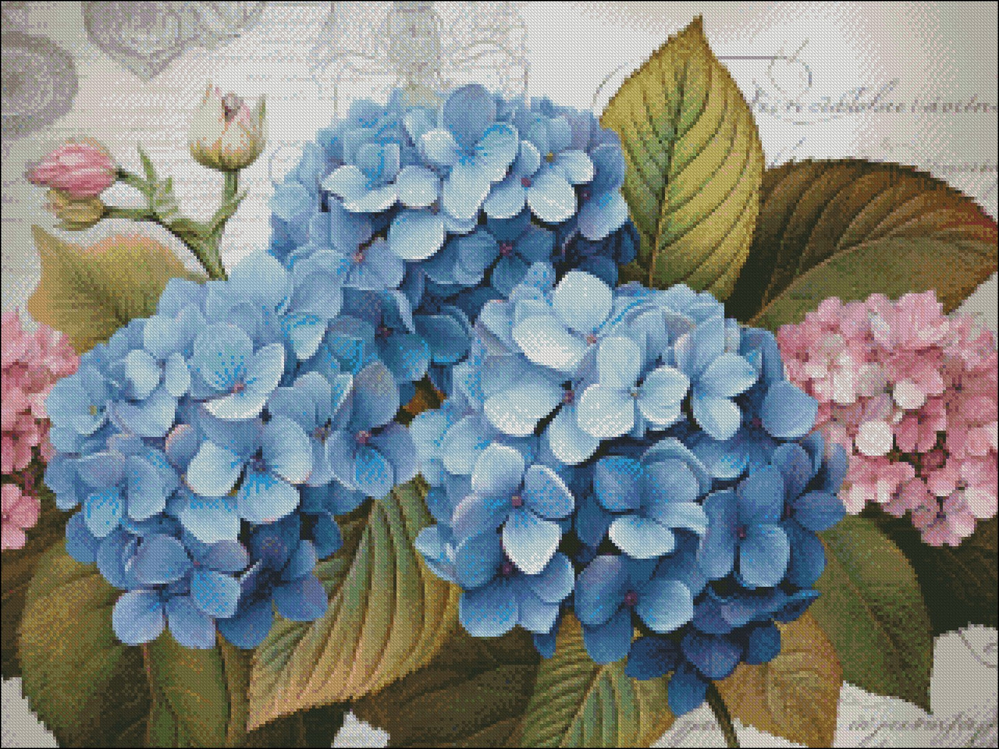 Botanical Hydrangea - Counted Cross Stitch Patterns Embroidery Crafts Needlework DIY Chart DMC Color