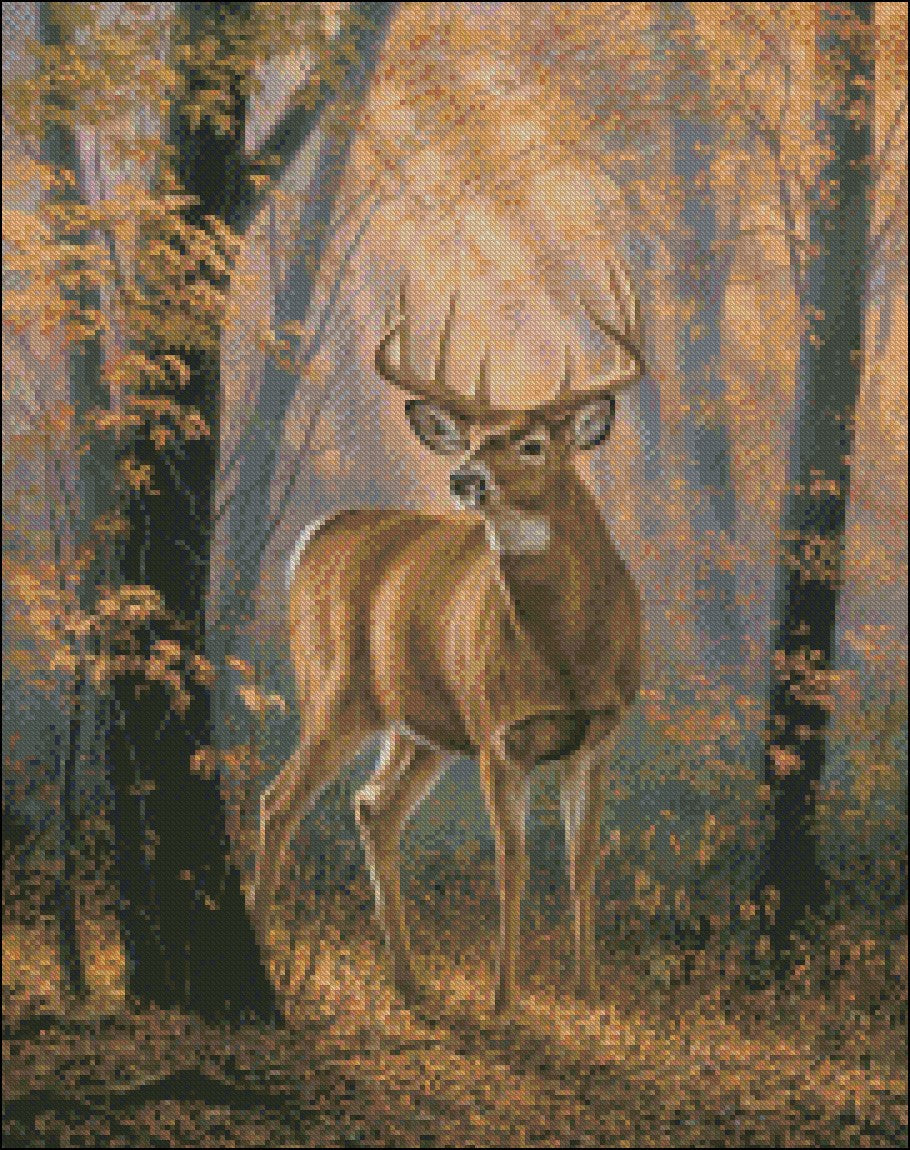 Forest Deer - Counted Cross Stitch Patterns Embroidery Crafts Needlework DIY Chart DMC Color