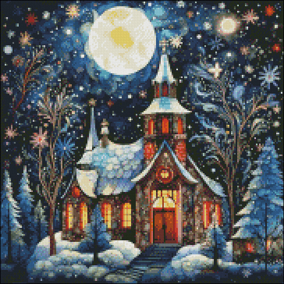 Christmas Church 6 - Counted Cross Stitch Patterns Embroidery Crafts Needlework DIY Chart DMC Color