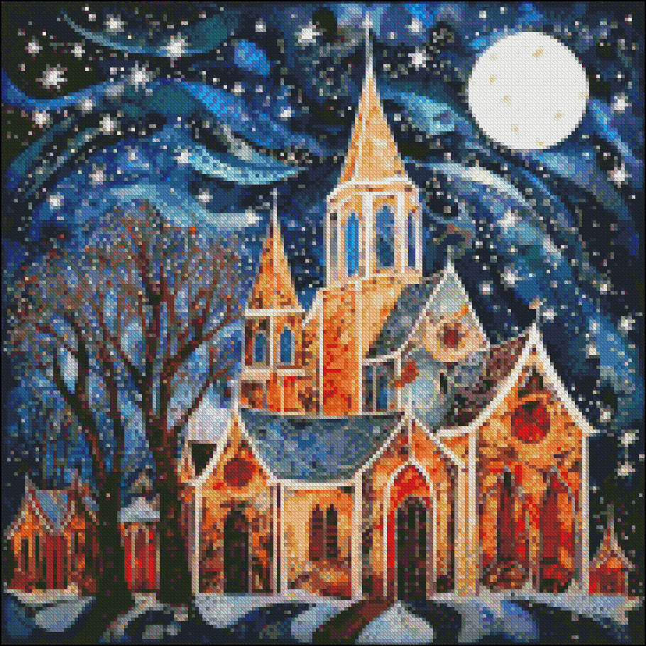 Christmas Church 2 - Counted Cross Stitch Patterns Embroidery Crafts Needlework DIY Chart DMC Color