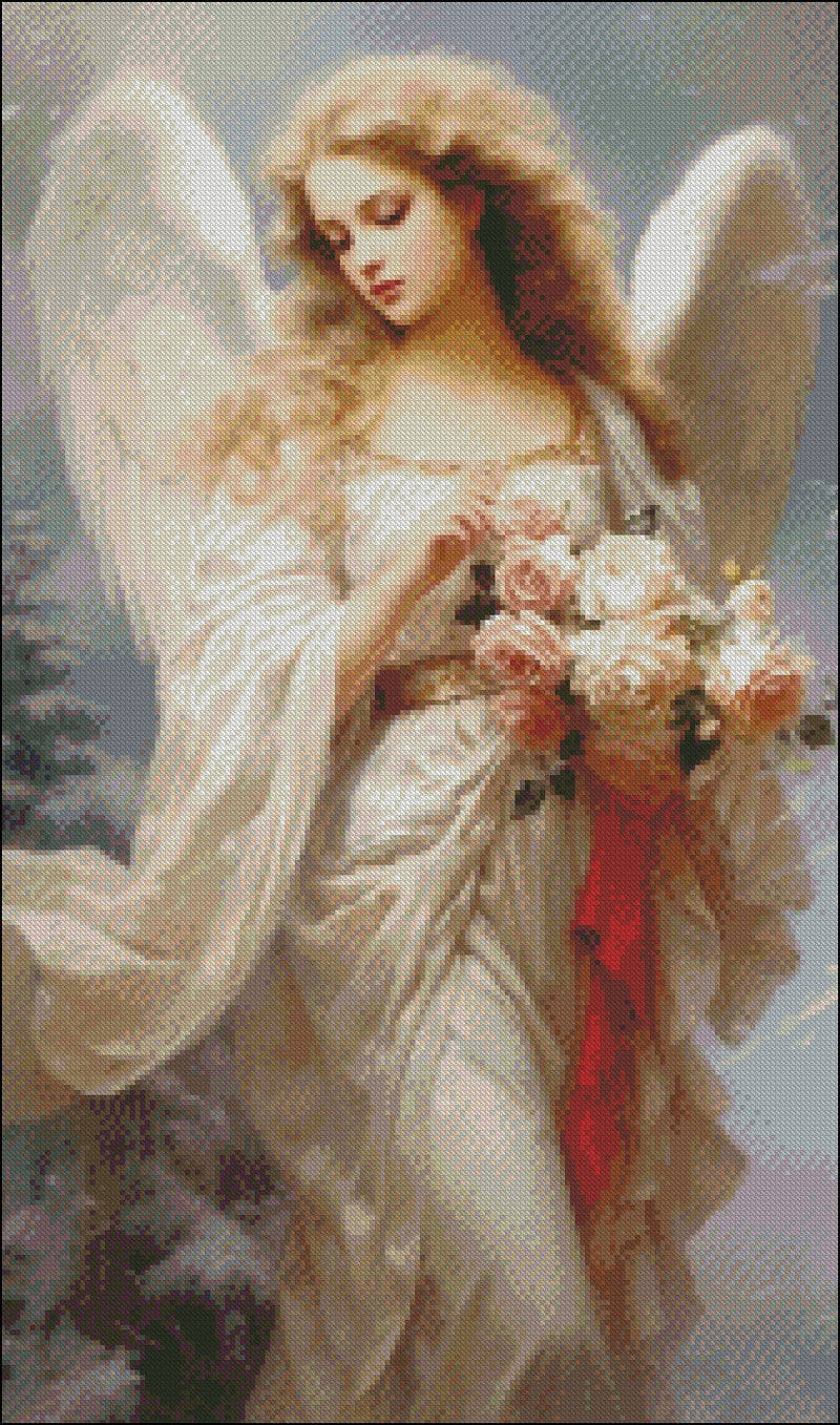 Victorian Winter Angel - Counted Cross Stitch Patterns Embroidery Crafts Needlework DIY Chart DMC Color