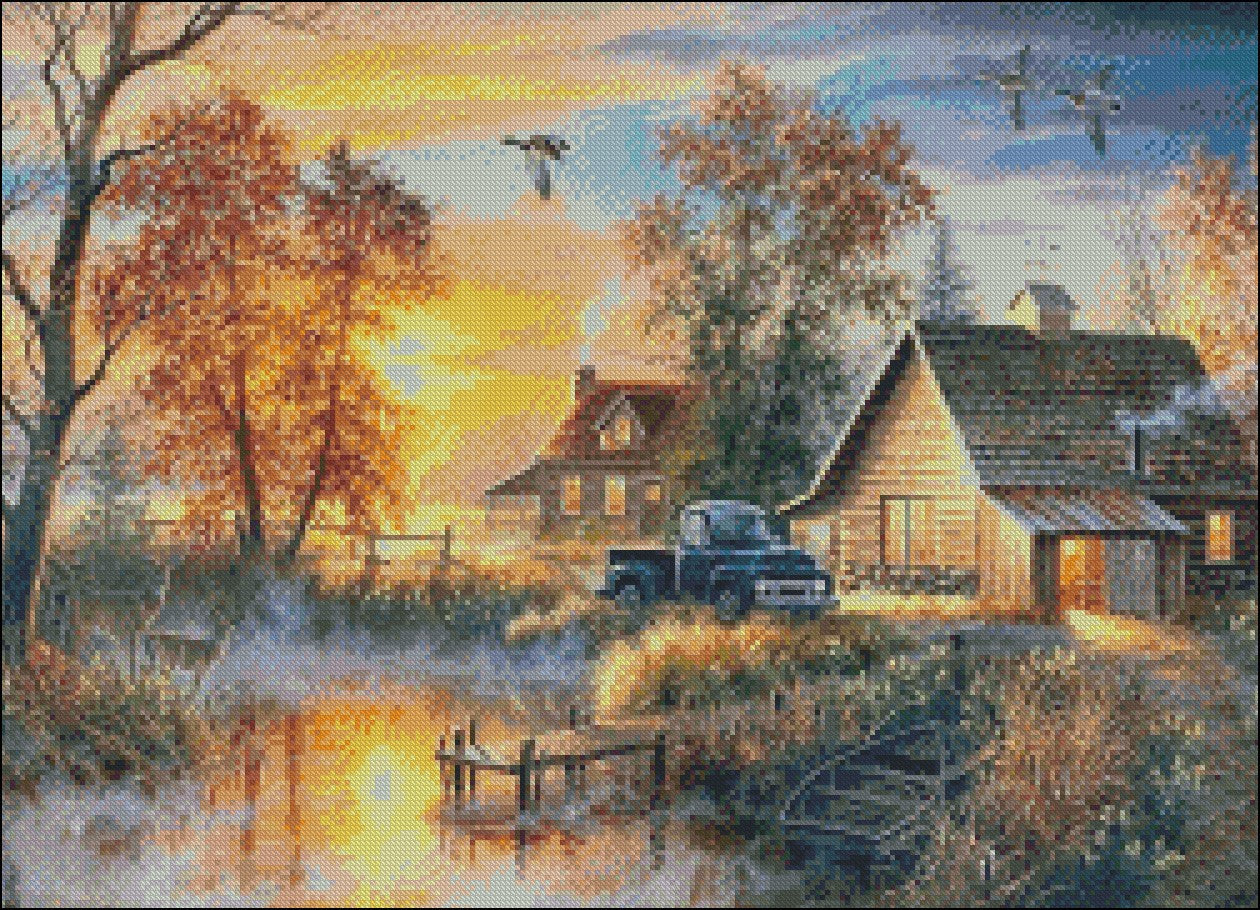 Autumn Mist 2 - Counted Cross Stitch Patterns Embroidery Crafts Needlework DIY Chart DMC Color