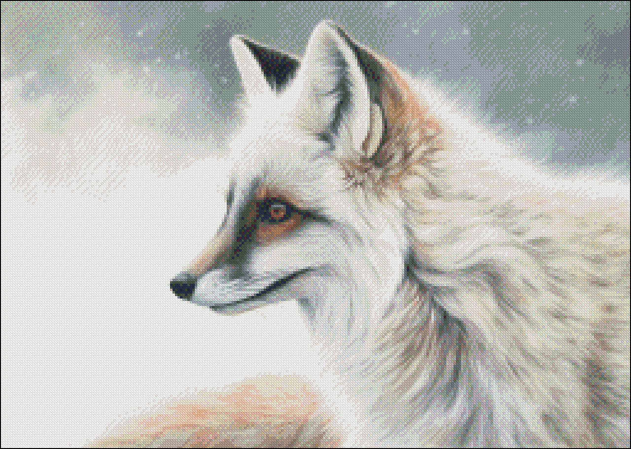 Snow Fox 4 - Counted Cross Stitch Patterns Embroidery Crafts Needlework DIY Chart DMC Color