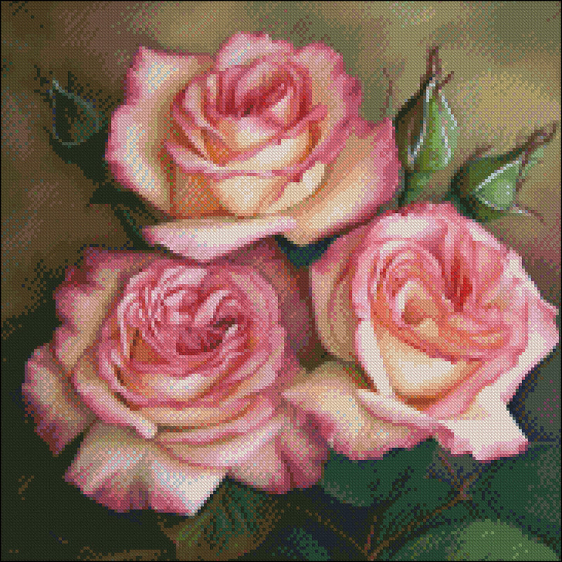 Delicate Roses - Counted Cross Stitch Patterns Embroidery Crafts Needlework DIY Chart DMC Color