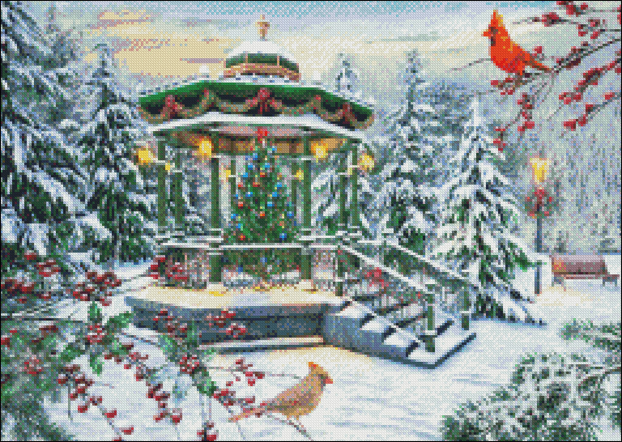 Winter Cardinals - Counted Cross Stitch Patterns Embroidery Crafts Needlework DIY Chart DMC Color