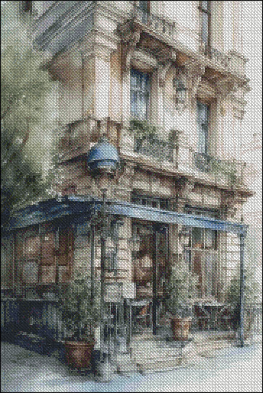 The Beautiful Parisian Cafe - Counted Cross Stitch Patterns Embroidery Crafts Needlework DIY Chart DMC Color