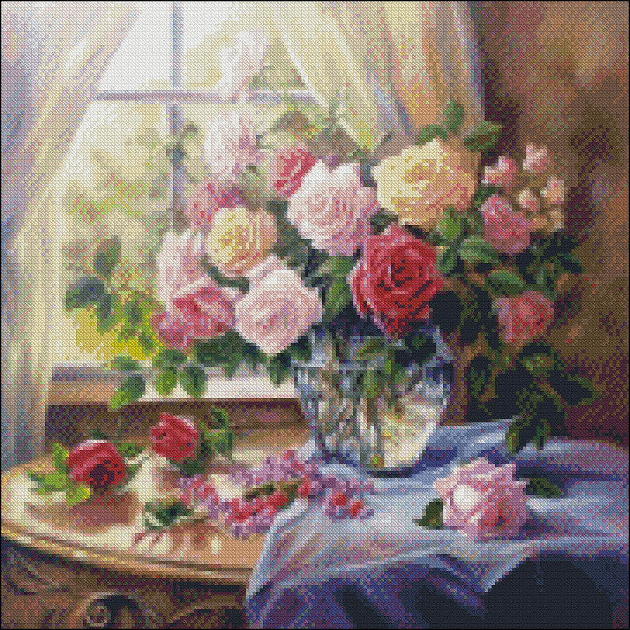 Petals and Posies - Counted Cross Stitch Patterns Embroidery Crafts Needlework DIY Chart DMC Color